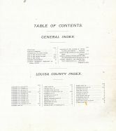 Table of Contents, Louisa County 1900